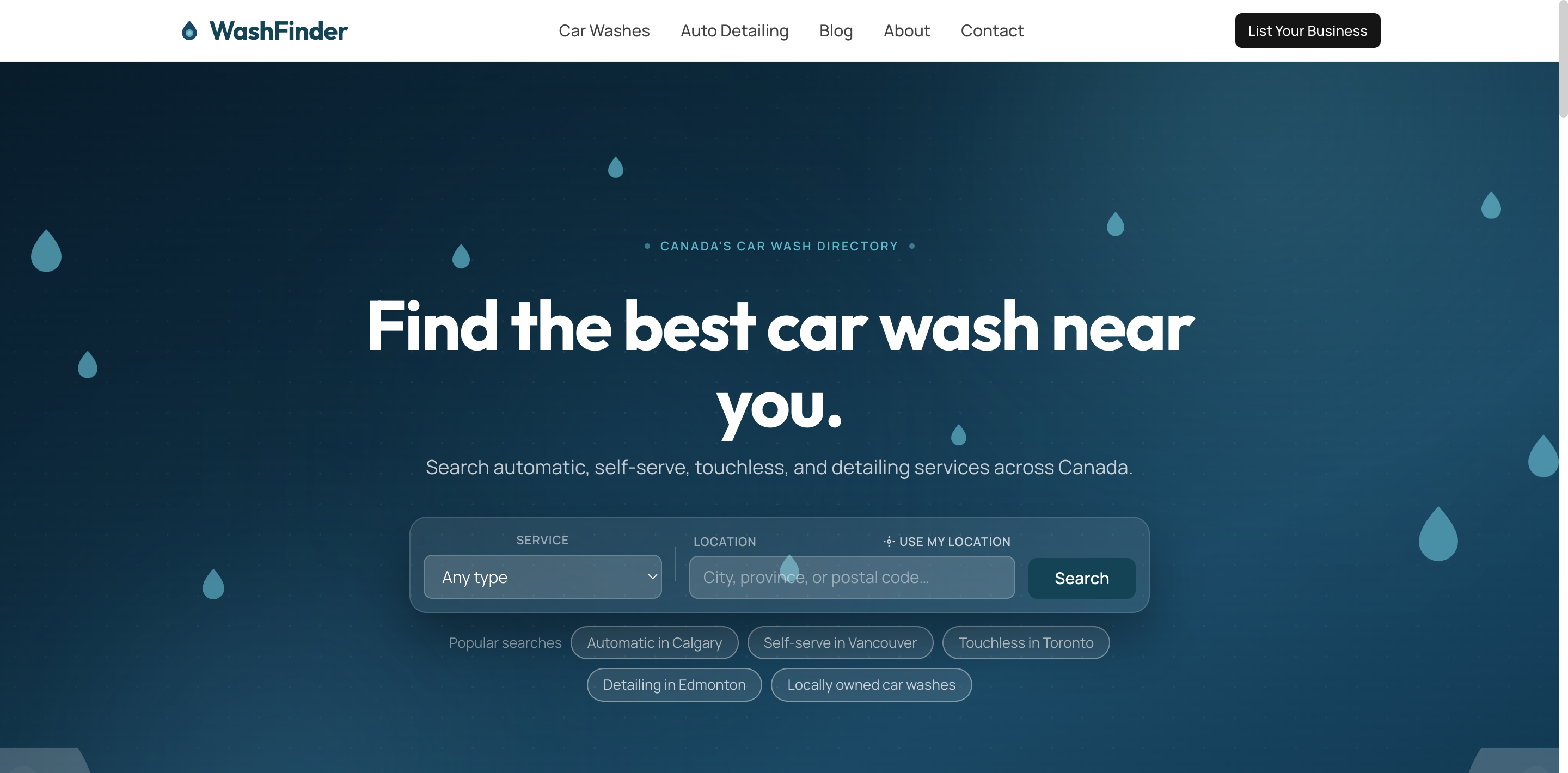WashFinder website screenshot